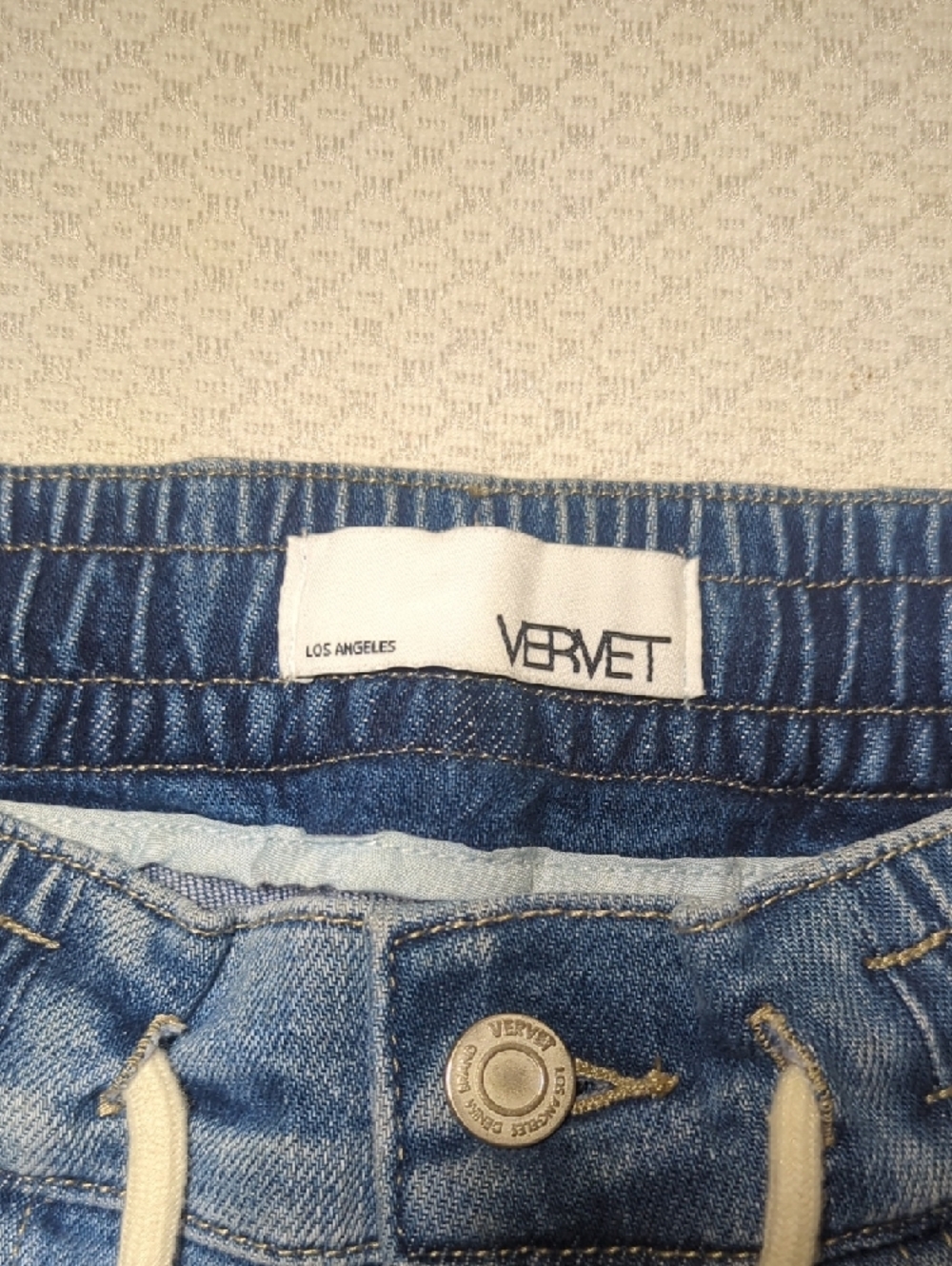 VERVET  Women's Light Blue Cropped Wide-Leg Jeans with Drawstring Waist - Picture 6 of 7